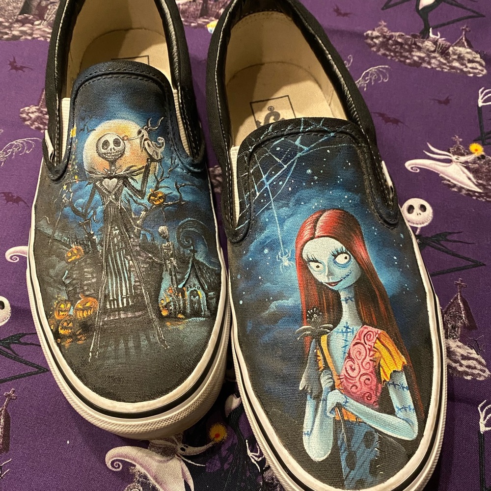 Custom Hand Painted Nightmare Before Christmas Jack and Sally Vans